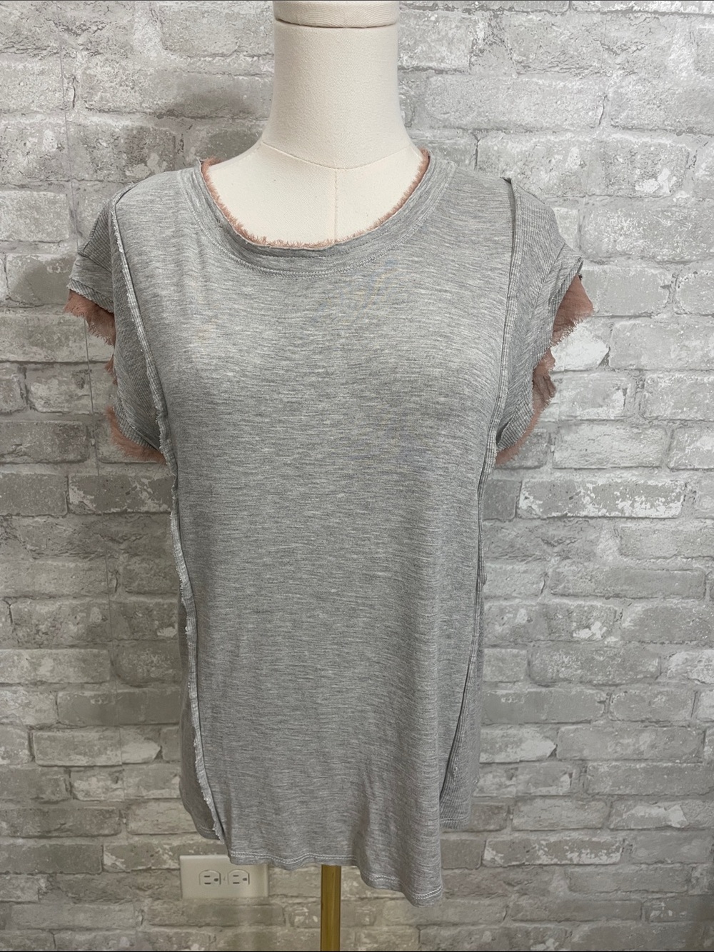 Anthropologie Dolan Left Coast Collection Raw-Edge Mesh Trim Tee